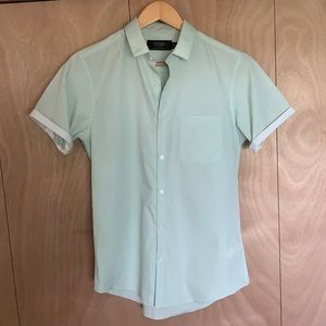Topman Mint Short Sleeve Button Up Shirt